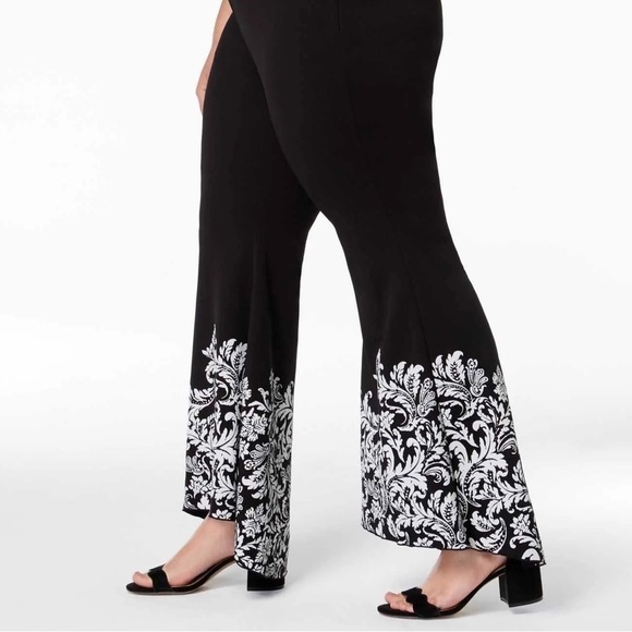 INC International Concepts NWT Plus Size Printed Tulip Hem Pants Black Size 18W - Picture 4 of 10